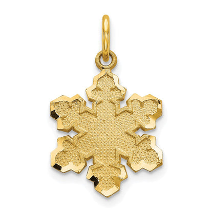 10K Gelbgold Massiv Satiniert Schneeflocke Charm