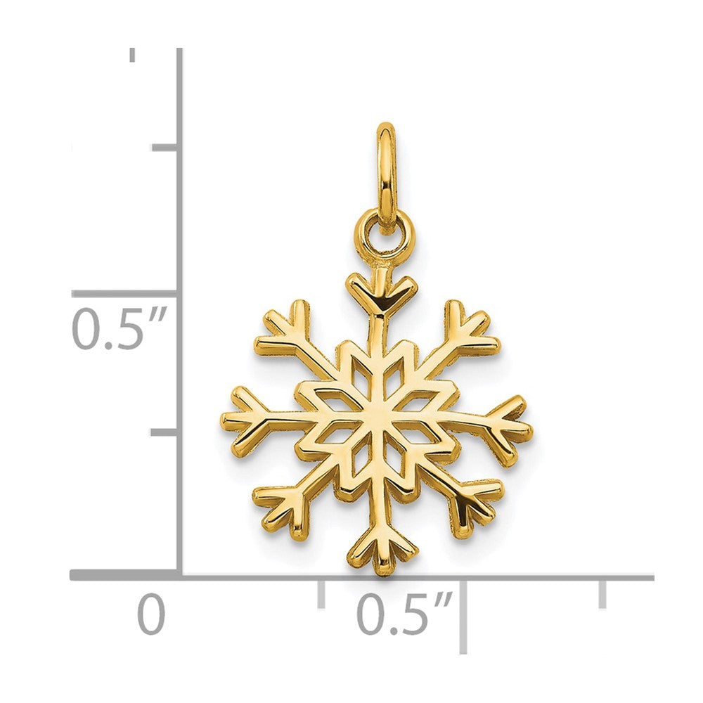 10K Gelbgold Massiv Poliert Schneeflocke Charm