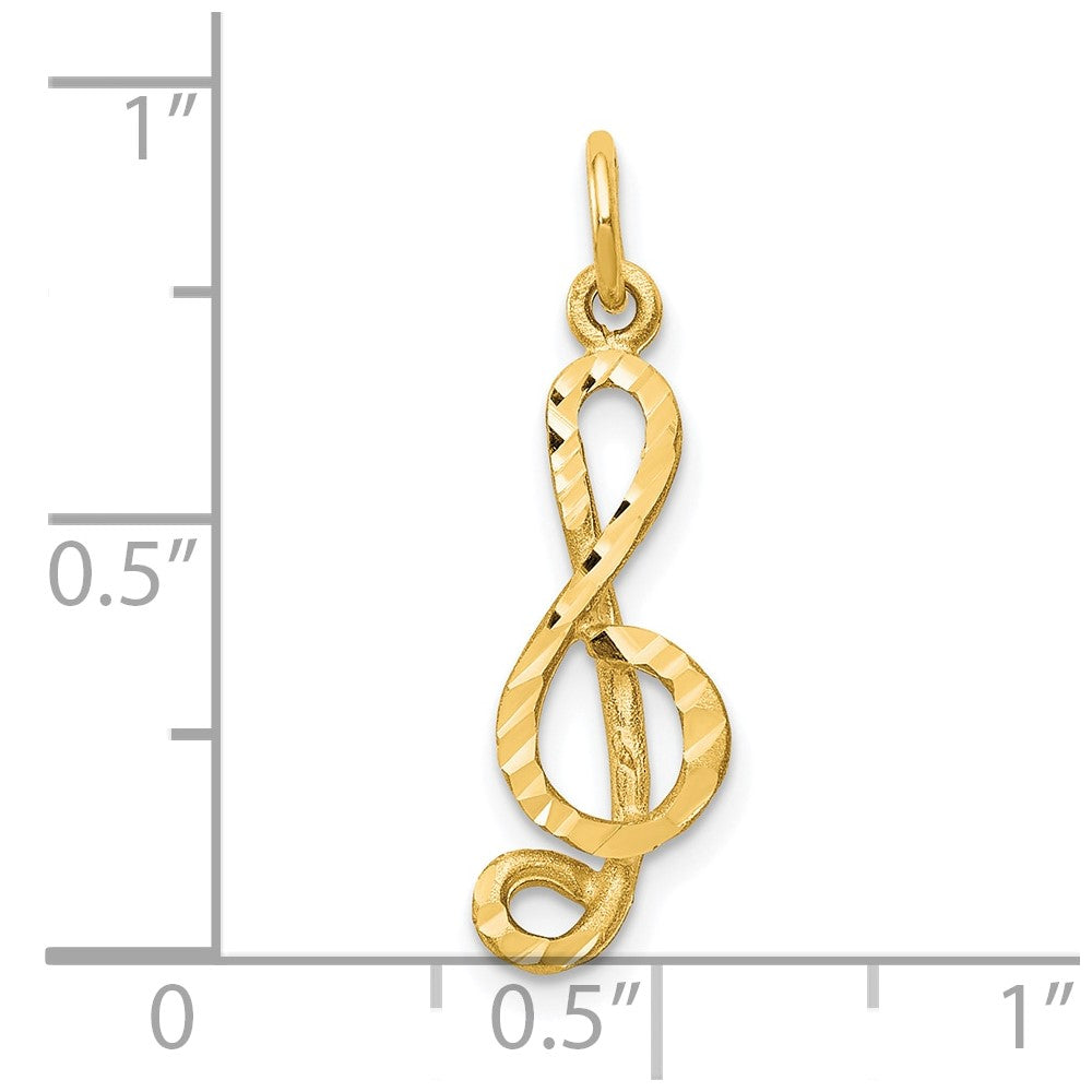 10K Gelbgold Mittel Massiv Noten Schlüssel Charm
