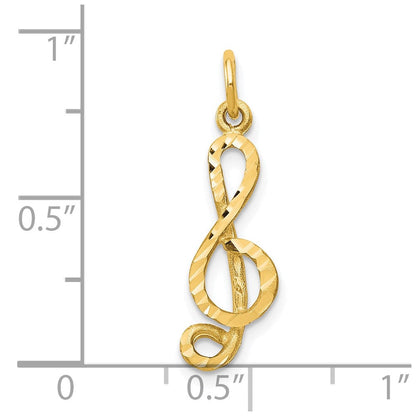 10K Gelbgold Mittel Massiv Noten Schlüssel Charm