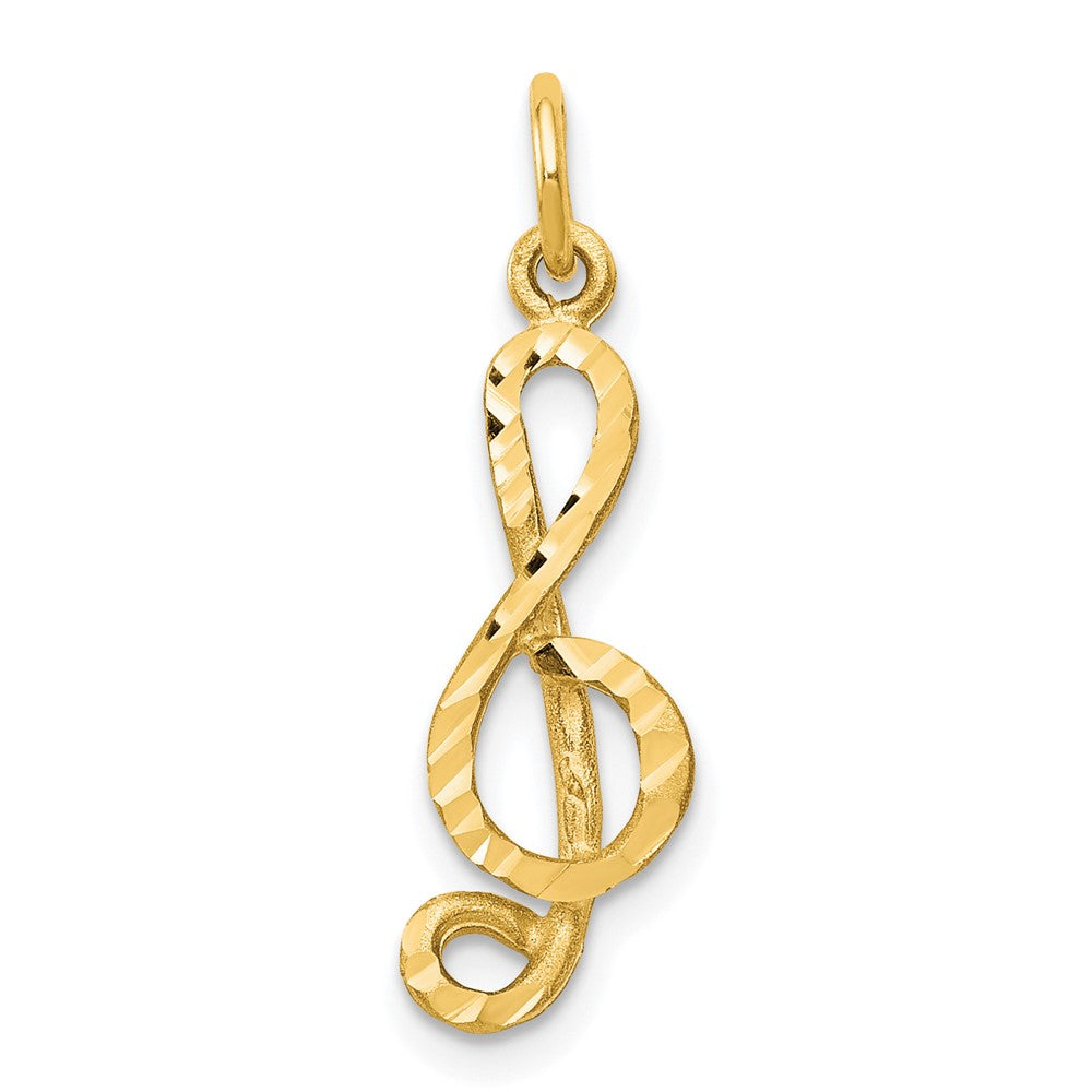 10K Gelbgold Mittel Massiv Noten Schlüssel Charm