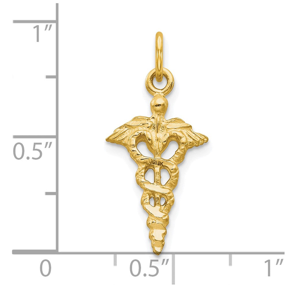 10K Gelbgold Massiv Caduceus Charm
