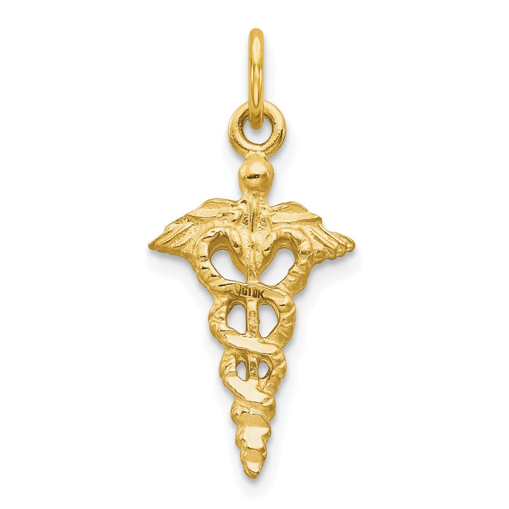 10K Gelbgold Massiv Caduceus Charm