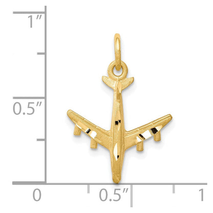 10K Gelbgold Massiv Satiniert Flugzeug Charm