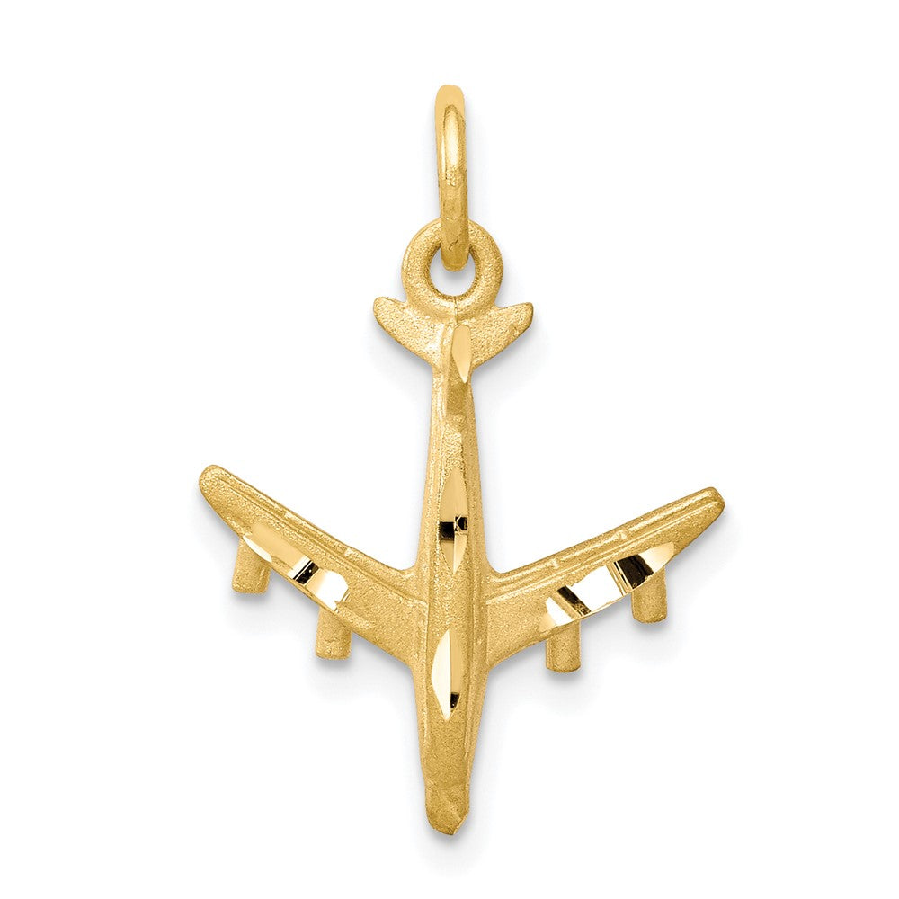10K Gelbgold Massiv Satiniert Flugzeug Charm