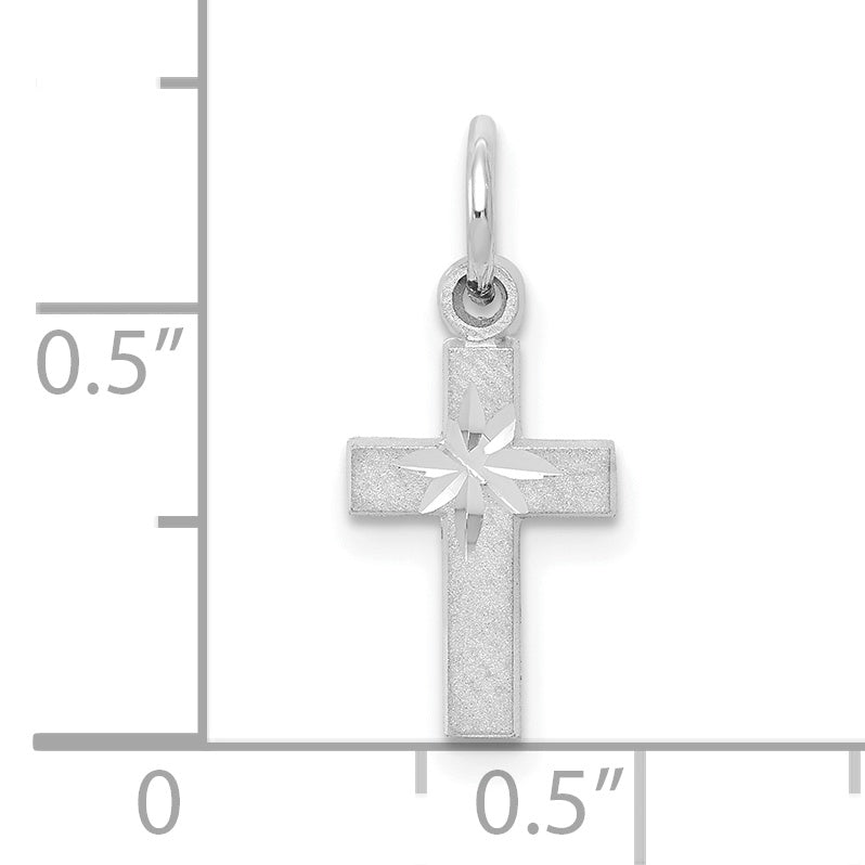 10K Weißgold Kreuz Charm