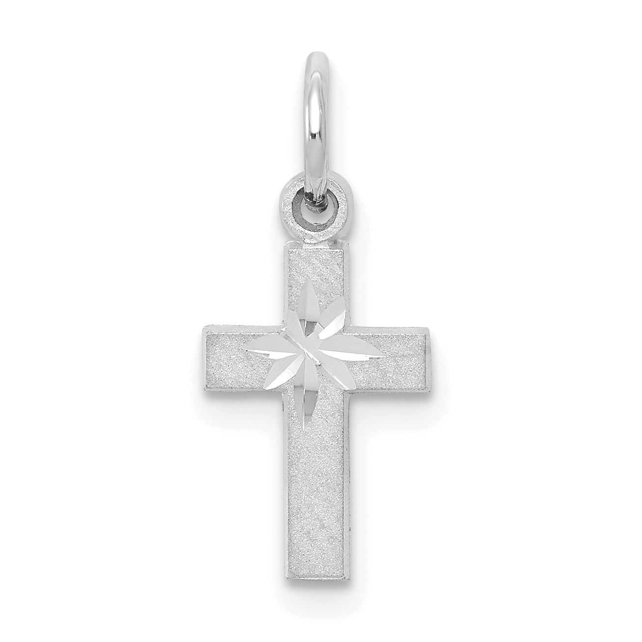 10K Weißgold Kreuz Charm