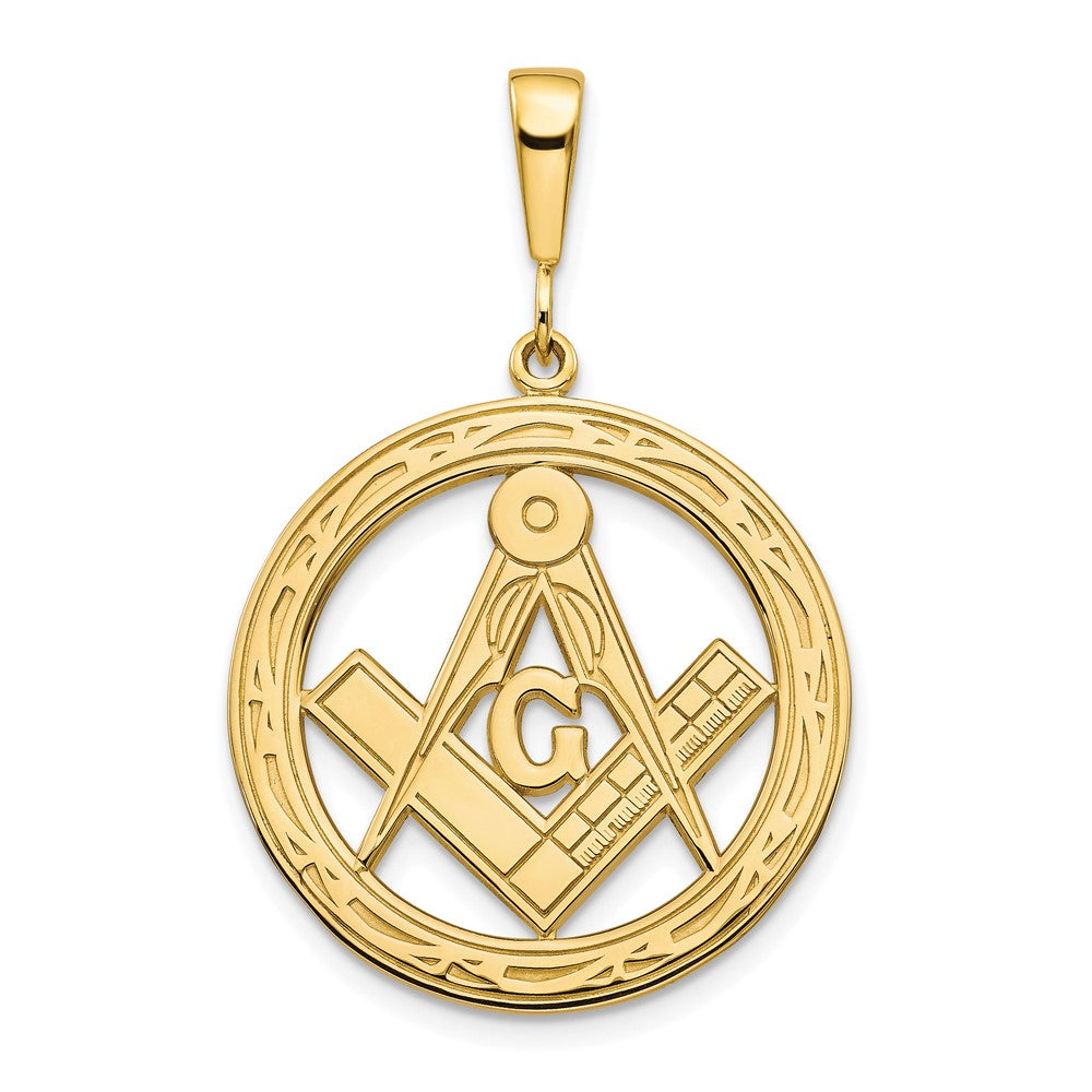 10K Gelbgold Freimaurer-Symbol-Anhänger, poliert und strukturiert