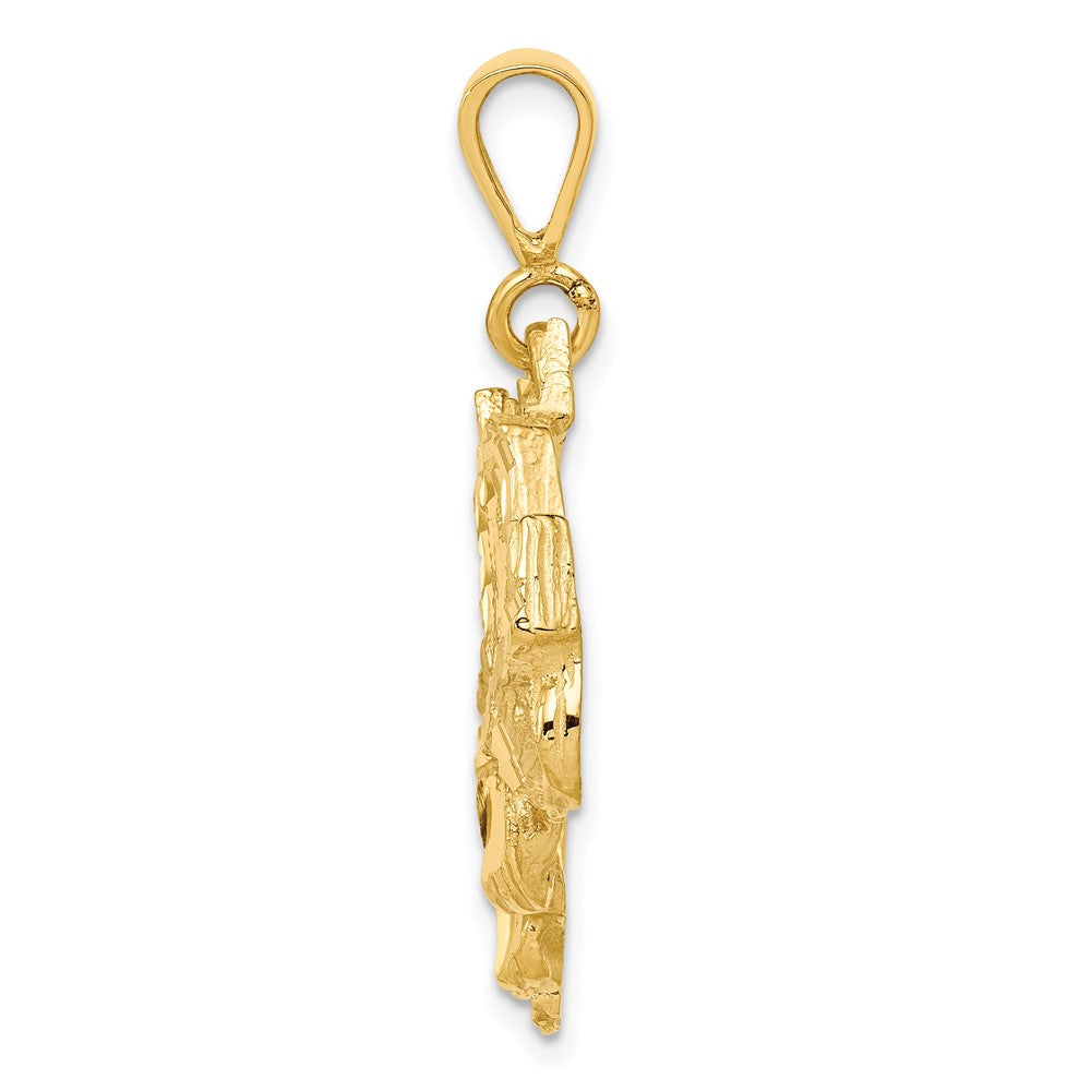 10-Karat-Gelbgold massiver Diamant-geschliffener Halbring-Charm mit Anhänger