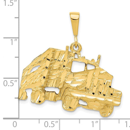 10-Karat-Gelbgold massiver Diamant-geschliffener Halbring-Charm mit Anhänger