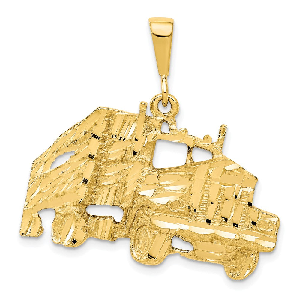 10-Karat-Gelbgold massiver Diamant-geschliffener Halbring-Charm mit Anhänger