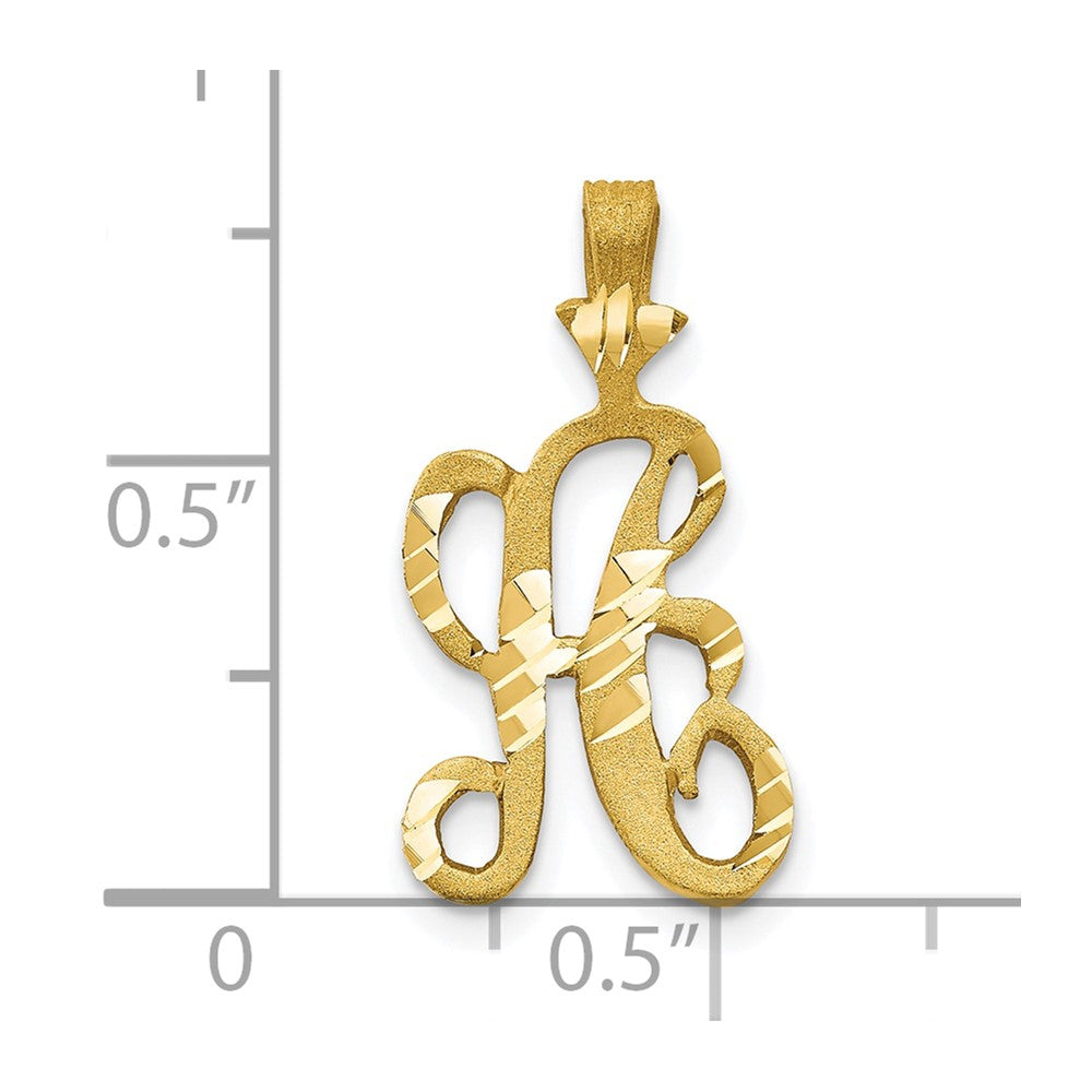 10K Gelbgold Diamantiert Gerillt Initiale A Charm