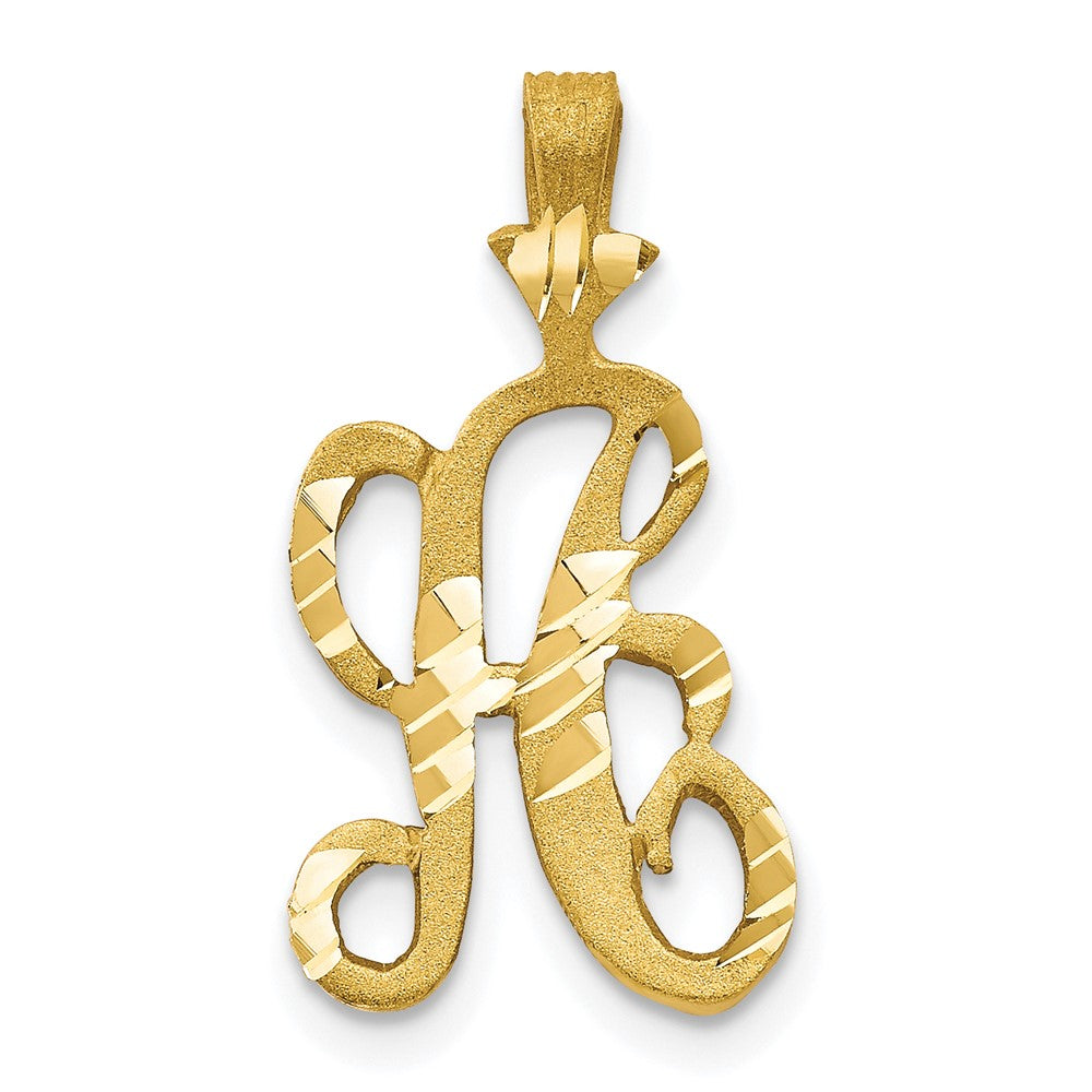 10K Gelbgold Diamantiert Gerillt Initiale A Charm