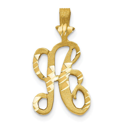 10K Gelbgold Diamantiert Gerillt Initiale A Charm