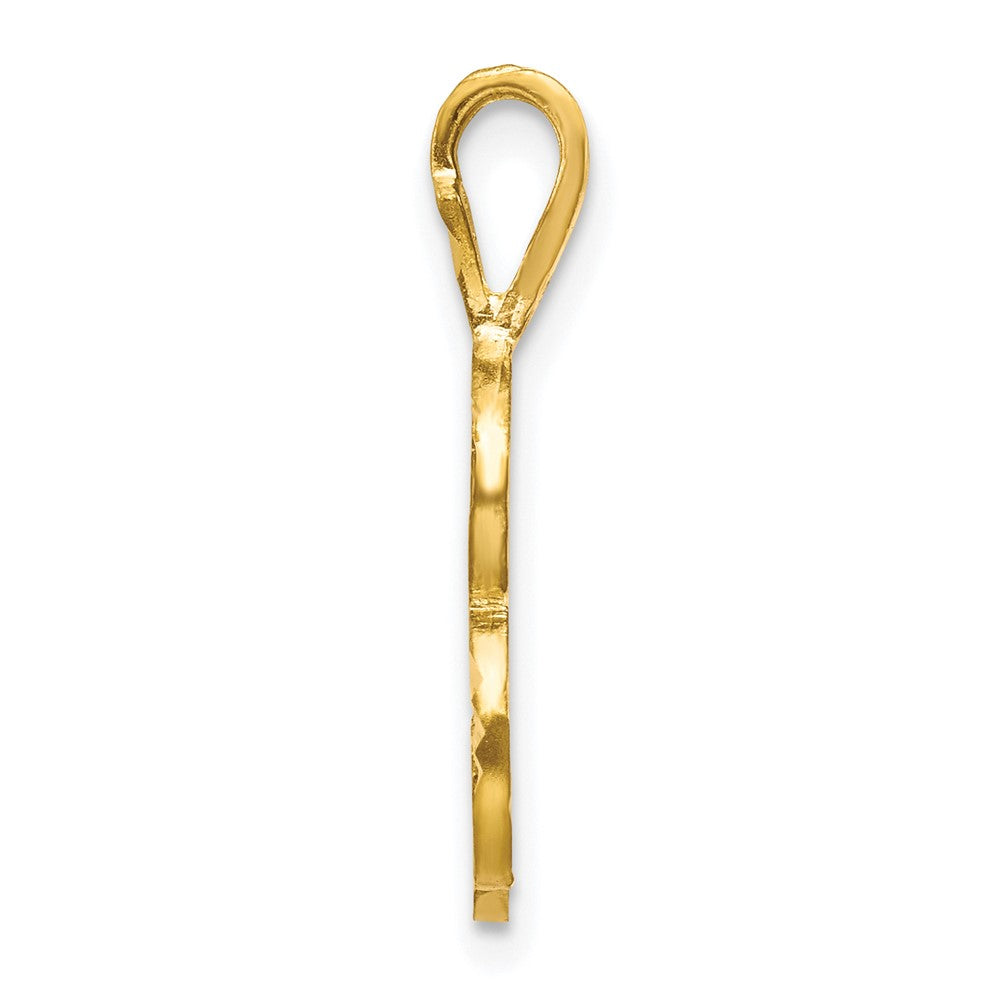 10K Gelbgold Diamantiert Gerillt Initiale B Charm