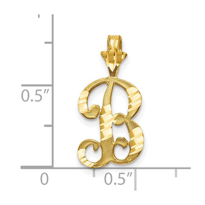 10K Gelbgold Diamantiert Gerillt Initiale B Charm