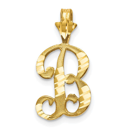 10K Gelbgold Diamantiert Gerillt Initiale B Charm