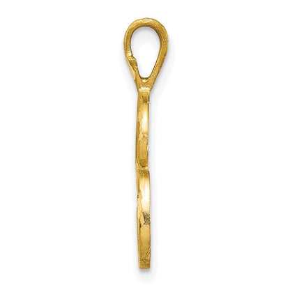 10K Gelbgold Diamantiert Gerillt Initiale C Charm