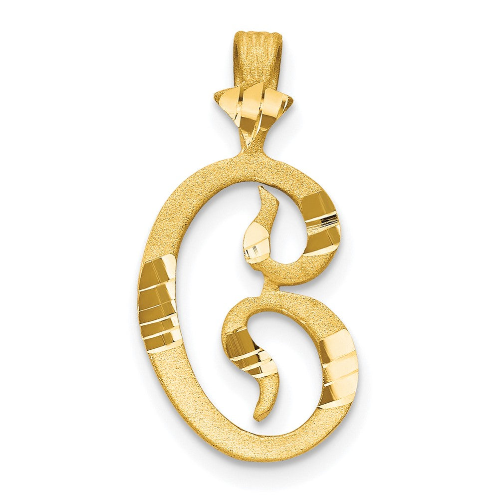 10K Gelbgold Diamantiert Gerillt Initiale C Charm