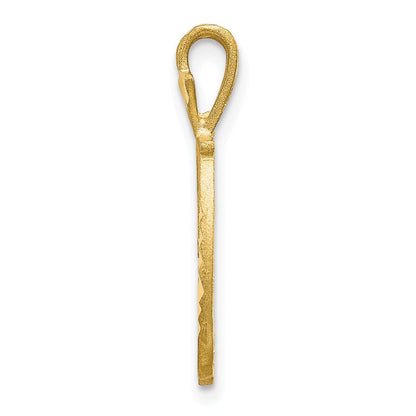 10K Gelbgold Diamantiert Gerillt Initiale D Charm