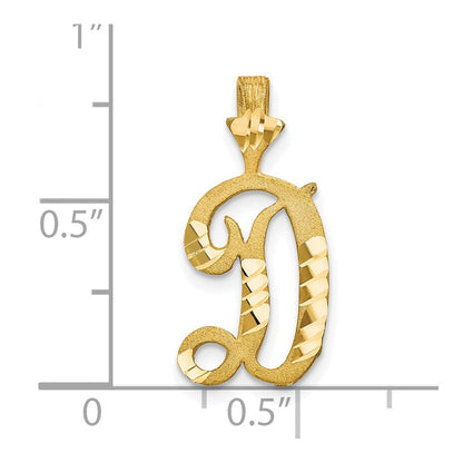 10K Gelbgold Diamantiert Gerillt Initiale D Charm