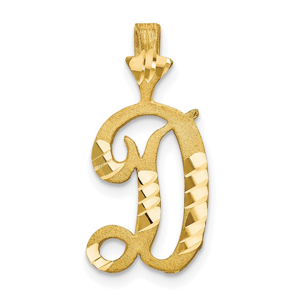 10K Gelbgold Diamantiert Gerillt Initiale D Charm