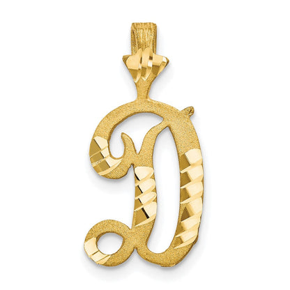 10K Gelbgold Diamantiert Gerillt Initiale D Charm