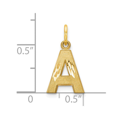 10K Gelbgold Satiniert Diamantiert Initiale A Charm