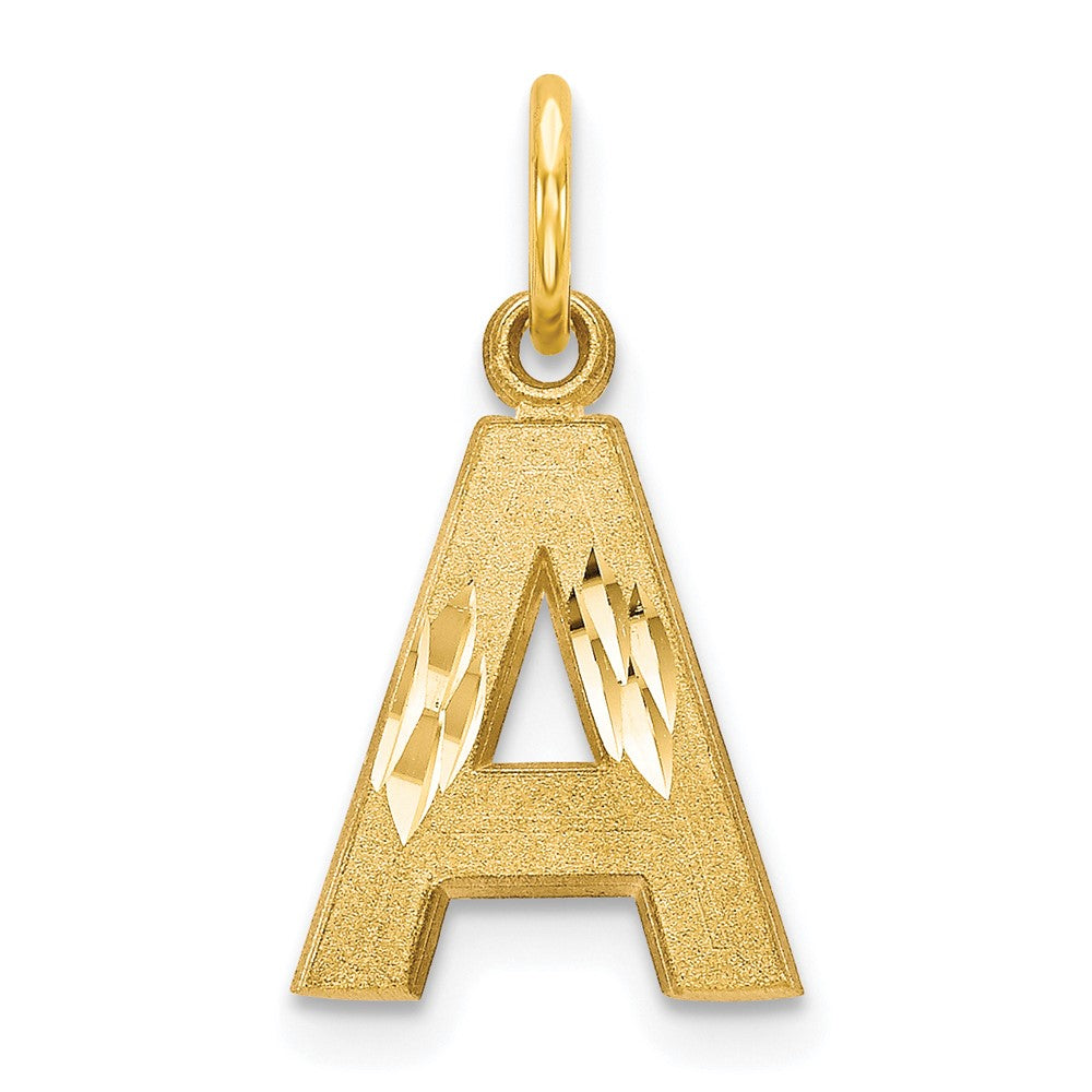 10K Gelbgold Satiniert Diamantiert Initiale A Charm