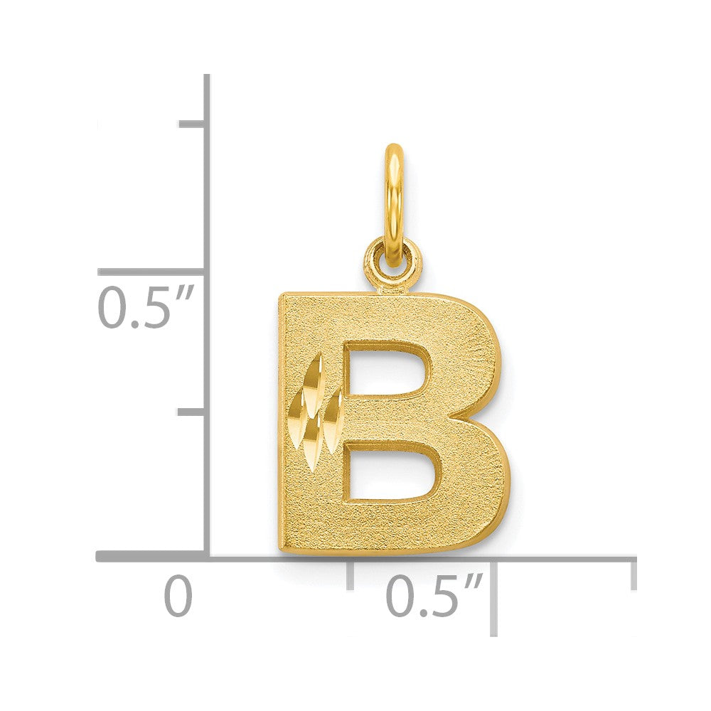 10K Gelbgold Satiniert Diamantiert Initiale B Charm