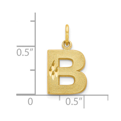 10K Gelbgold Satiniert Diamantiert Initiale B Charm