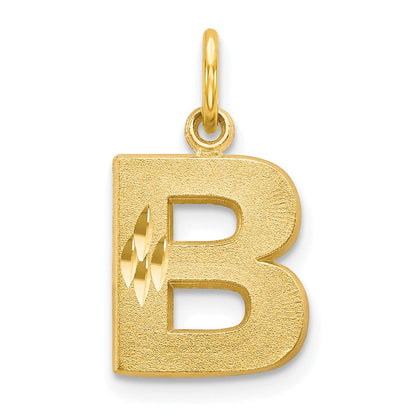 10K Gelbgold Satiniert Diamantiert Initiale B Charm