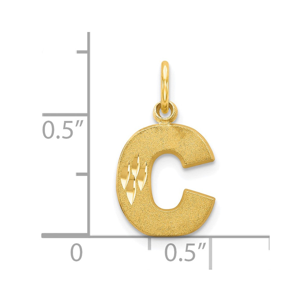 10K Gelbgold Satiniert Diamantiert Initiale C Charm