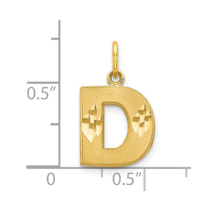 10K Gelbgold Satiniert Diamantiert Initiale D Charm