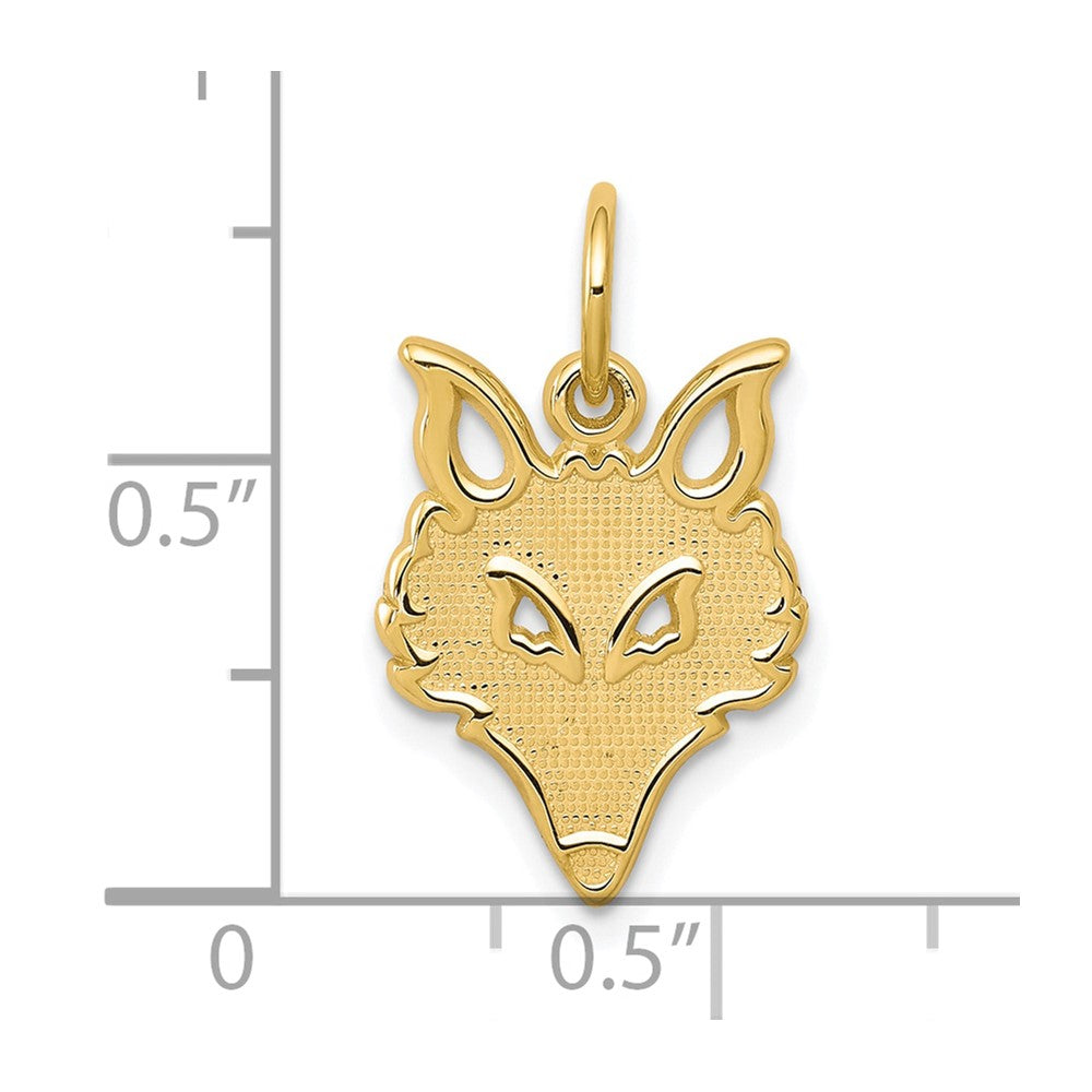 10K Gelbgold Massiv Flach Rückseite Klein Fuchs Kopf Charm