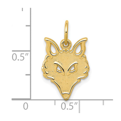 10K Gelbgold Massiv Flach Rückseite Klein Fuchs Kopf Charm