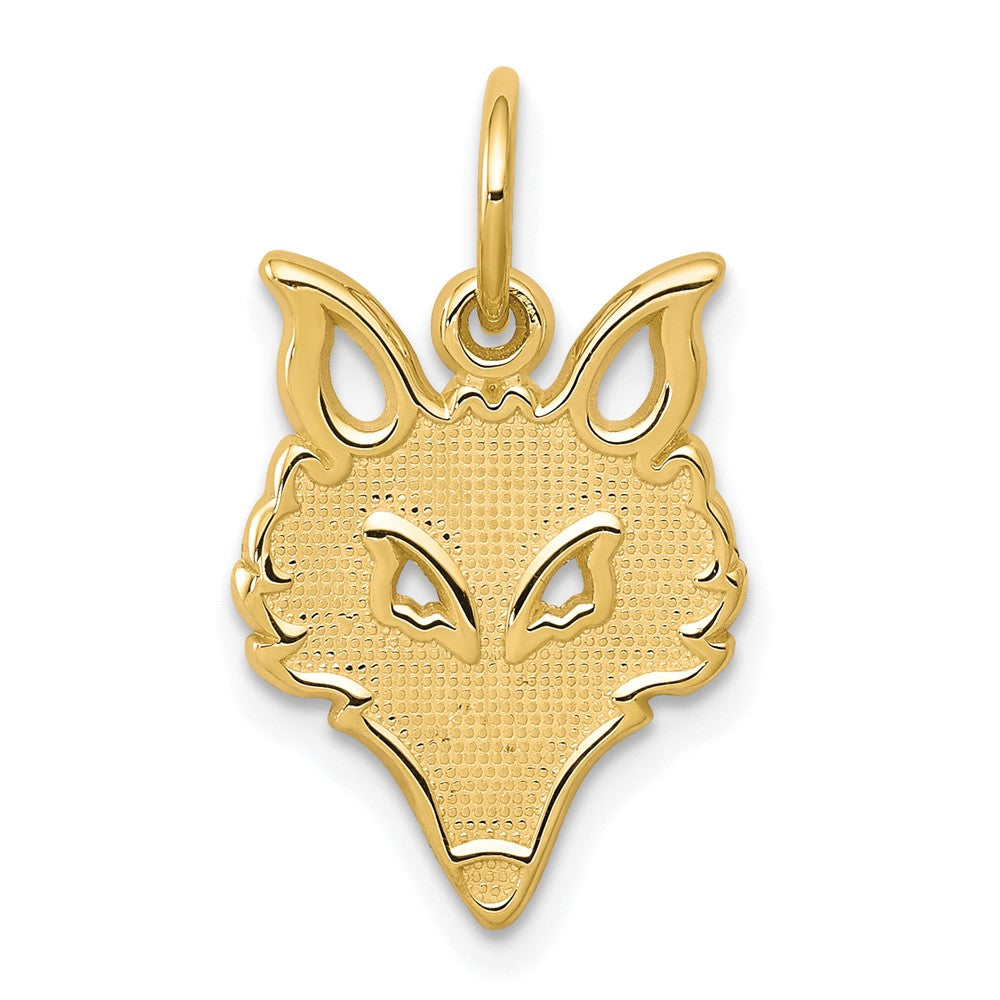 10K Gelbgold Massiv Flach Rückseite Klein Fuchs Kopf Charm