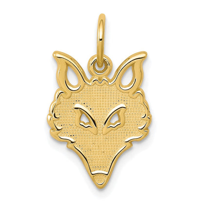 10K Gelbgold Massiv Flach Rückseite Klein Fuchs Kopf Charm