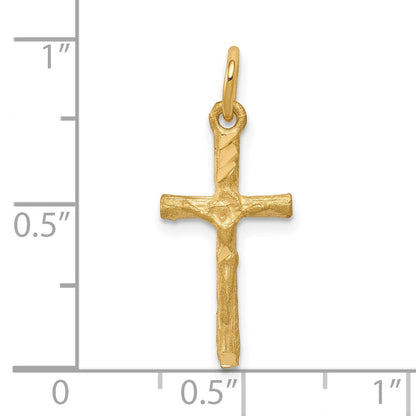 10K Gelbgold Massiv Satiniert Poliert Kreuz Charm