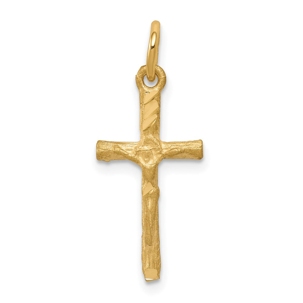 10K Gelbgold Massiv Satiniert Poliert Kreuz Charm