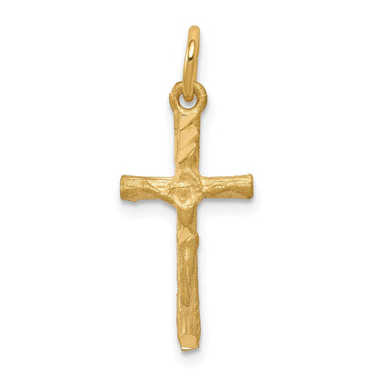 10K Gelbgold Massiv Satiniert Poliert Kreuz Charm