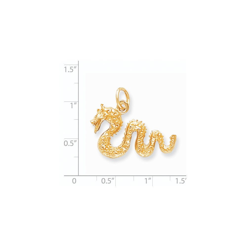 10 Karat Gelbgold Massiver Diamantgeschliffener Schlangen-Charm
