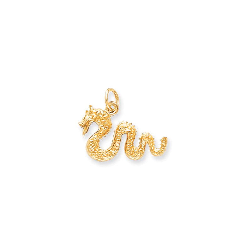 10 Karat Gelbgold Massiver Diamantgeschliffener Schlangen-Charm