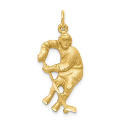 10K Gelbgold Hockey Player Charm