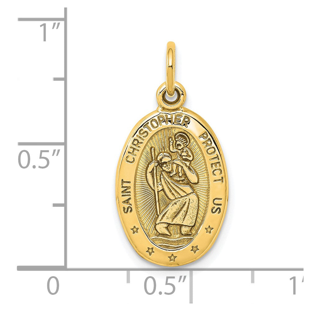 10K Gelbgold Massiv Satiniert Poliert St. Christopher Anhänger