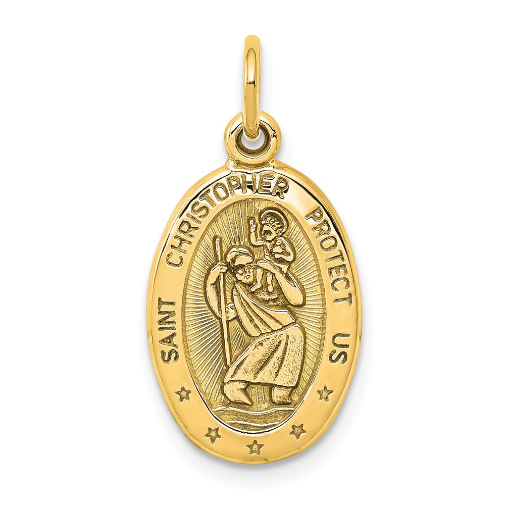 10K Gelbgold Massiv Satiniert Poliert St. Christopher Anhänger