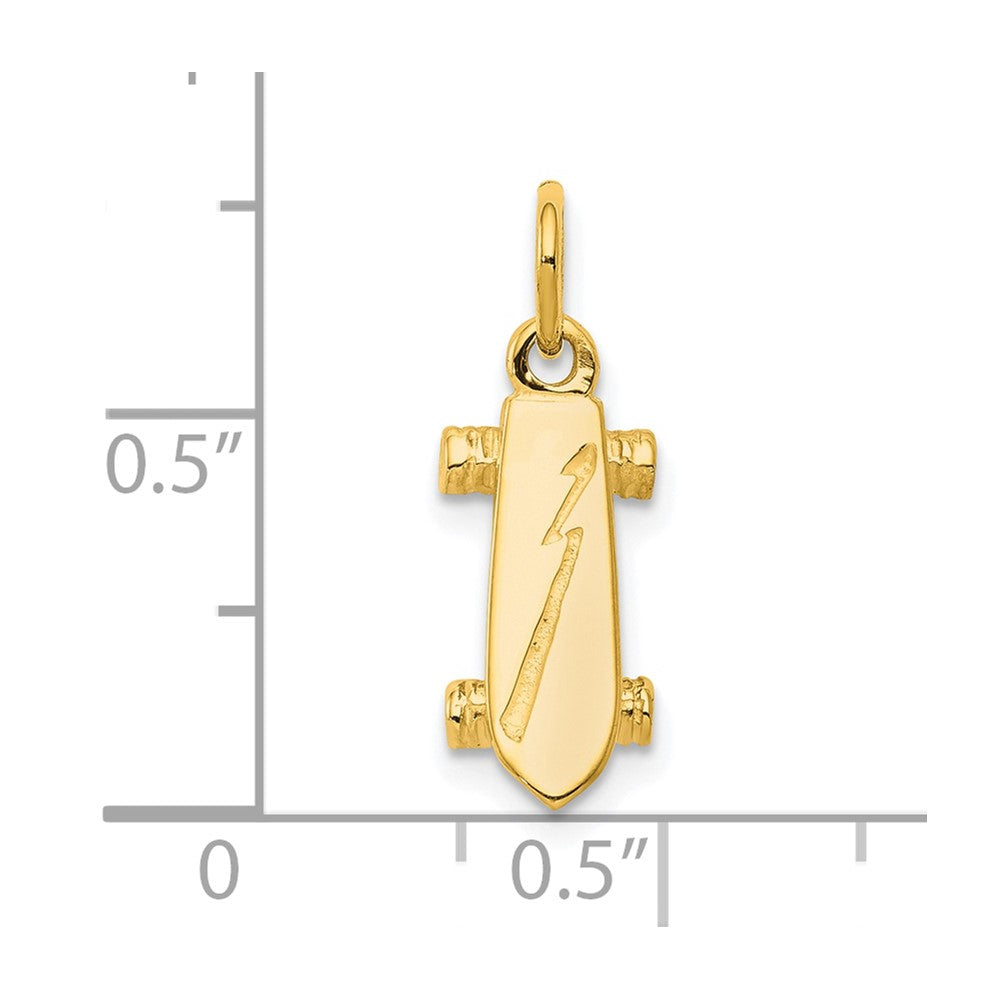 10K Gelbgold Massiv 3-d Skateboard Charm