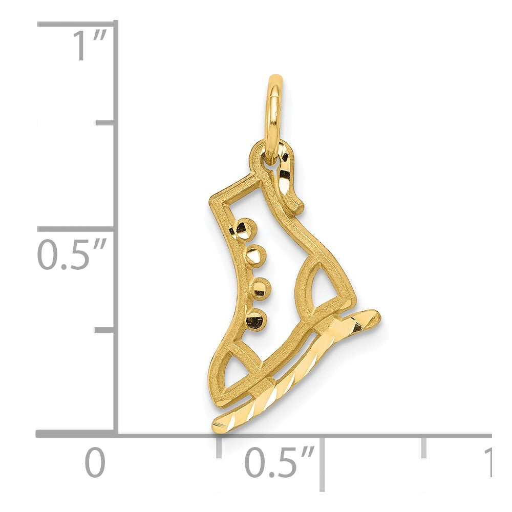 10K Gelbgold Diamantiert Eis Skate Charm