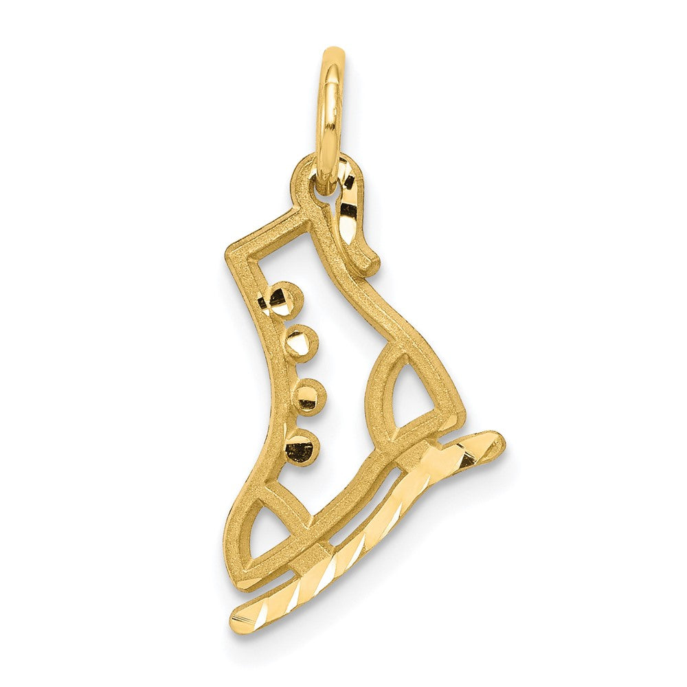 10K Gelbgold Diamantiert Eis Skate Charm