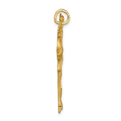 10k Gelbgold massiver Charm mit Diamantschliff, Eiskunstläufer-Motiv